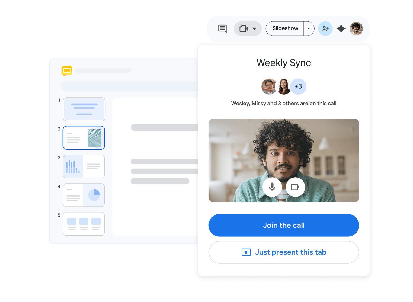 Совместная работа над Google Slides и видеовстреча команды